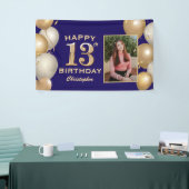 13e verjaardag van de marineblauw en goudballonnen spandoek (Beurs)