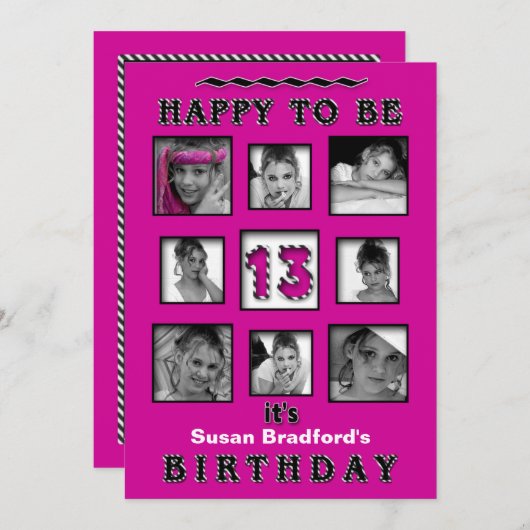 13e verjaardag van de uitnodiging van de partij - (Voorkant / Achterkant)