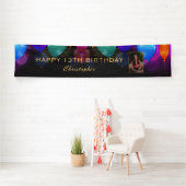 13e verjaardag van de zwarte en gouden ballonnen F Spandoek (Insitu)