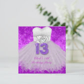 13e verjaardag van het Paarse meisje van de geboor Kaart (Staand voorkant)