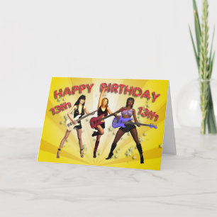 13e verjaardag van Rockin met een meisjesband Kaart