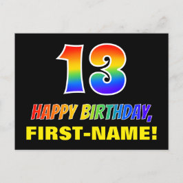 13e verjaardag: Vet, Leuk, Eenvoudig, Regenboog 13 Briefkaart