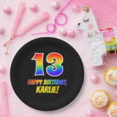 13e verjaardag: Vet, Leuk, Eenvoudig, Regenboog 13 Papieren Bordje (Feest)