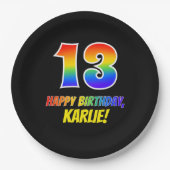 13e verjaardag: Vet, Leuk, Eenvoudig, Regenboog 13 Papieren Bordje (Voorkant)