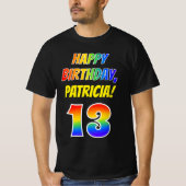 13e verjaardag — Vet, Leuk, Regenboog 13, Aangepas T-shirt (Voorkant)