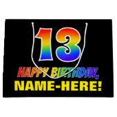 13e verjaardag: Vet, vun, eenvoudig, regenboog 13 Groot Cadeauzakje (Voorkant)