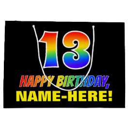 13e verjaardag: Vet, vun, eenvoudig, regenboog 13 Groot Cadeauzakje