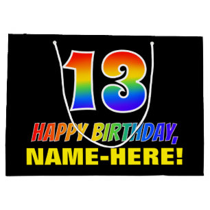 13e verjaardag: Vet, vun, eenvoudig, regenboog 13 Groot Cadeauzakje