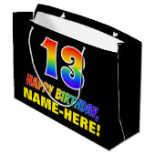 13e verjaardag: Vet, vun, eenvoudig, regenboog 13 Groot Cadeauzakje (Achterkant Gekanteld)