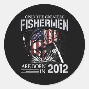 13e verjaardag Vissers USA Vlag 13 jaar oude Fishi Ronde Sticker