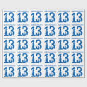 13e verjaardag voor een kleinzoon, blauwe tekst op cadeaupapier (Vlak)