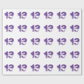 13e verjaardag voor iedereen, paars op wit. cadeaupapier (Vlak)