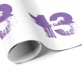 13e verjaardag voor iedereen, paars op wit. cadeaupapier (Rol Hoek)