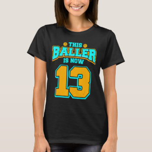 13e verjaardag voor jongens Basketball 13 jaar oud T-shirt
