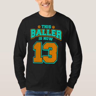 13e verjaardag voor jongens Basketball 13 jaar oud T-shirt