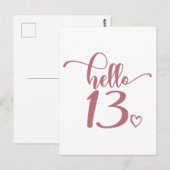 13e verjaardag Vrouwen Hallo 13 Schattig 13 jaar o Briefkaart (Voorkant / Achterkant)