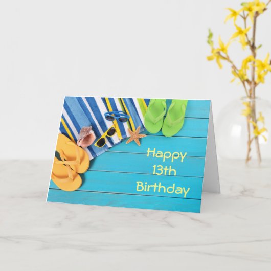 ***13e VERJAARDAG *** WENSEN VOOR MIJN FAV BEACH B Kaart (Gele Bloem)