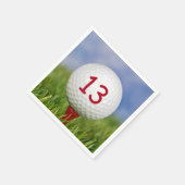 13e verjaardag witte golfbal op rood t-shirt servet (Hoek)