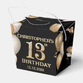 13e verjaardag Zwarte en gouden ballonnen Bedankdoosjes (Achterkant)