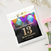 13e verjaardag Zwarte en gouden ballonnen Bedankzakje (Gezegeld)