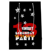 13e verjaardag zwarte witte sterren K02Z Medium Cadeauzakje (Achterkant)