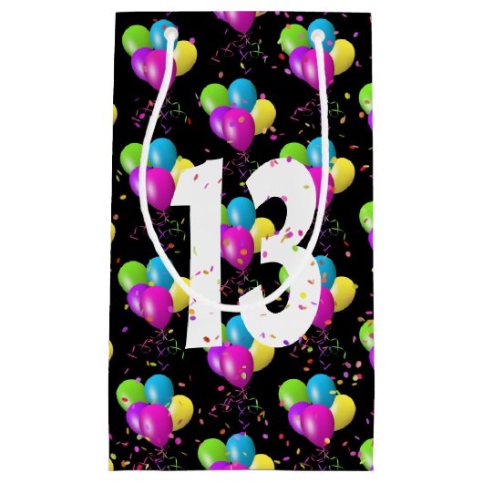 13e Verjaardagsballonnen en Confetti Kleine Gift B Klein Cadeauzakje (Voorkant)