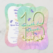 13e verjaardagsfeest Butterfly Garden Uitnodiginge Kaart (Voorkant / Achterkant)