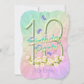 13e verjaardagsfeest Butterfly Garden Uitnodiginge Kaart (Voorkant)