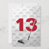 13e verjaardagsfeest golfthema kaart (Voorkant)