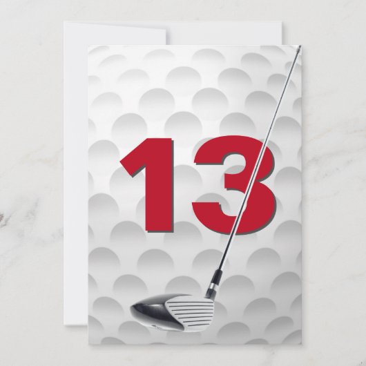 13e verjaardagsfeest golfthema kaart (Voorkant)