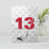 13e verjaardagsfeest golfthema kaart (Staand voorkant)
