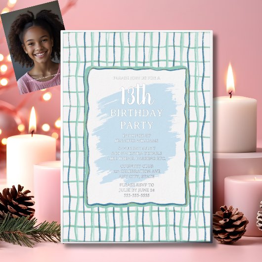 13e Verjaardagsfeest Hand getrokken Folie Uitnodig Folie Uitnodiging