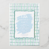 13e Verjaardagsfeest Hand getrokken Folie Uitnodig Uitnodiging (Voorkant)