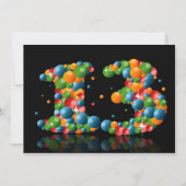13e verjaardagsfeest, met bubbels en ballen kaart (Voorkant)