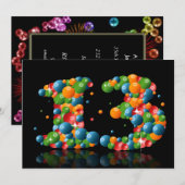 13e verjaardagsfeest, met bubbels en ballen kaart (Voorkant / Achterkant)