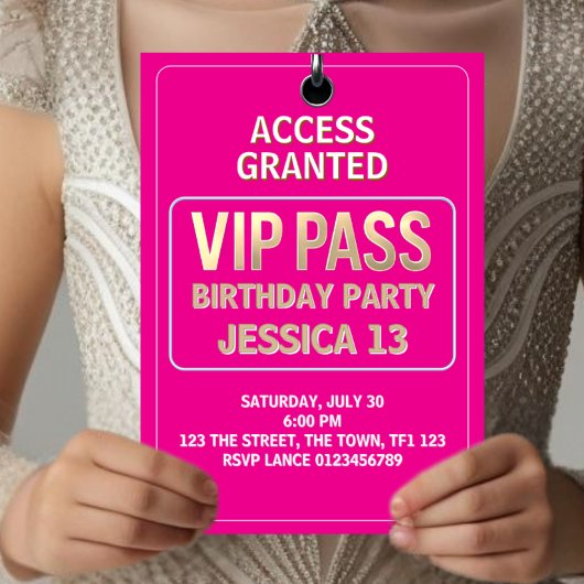 13e verjaardagsfeest, VIP Pass, Level 13, meisjes Kaart