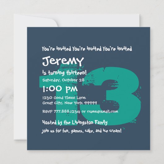 13e verjaardagsfeestje 13 jaar oude Grunge Z13A Kaart (Achterkant)