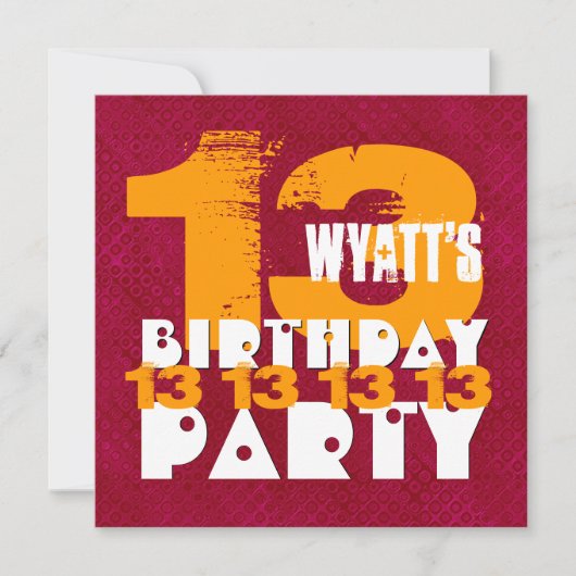13e verjaardagsfeestje 13 jaar oude Grunge Z13A Kaart (Voorkant)