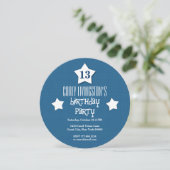 13e verjaardagsfeestje Blauwe Cirkel Witte Sterren Kaart (Staand voorkant)