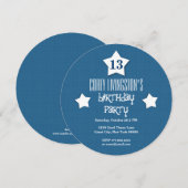 13e verjaardagsfeestje Blauwe Cirkel Witte Sterren Kaart (Voorkant / Achterkant)