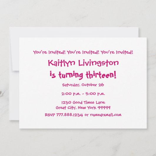 13e verjaardagsfeestje Hot Pink Chevrons V01R Kaart (Achterkant)