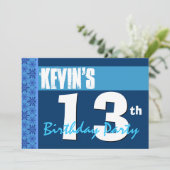 13e verjaardagsfeestje Modern blauw gerecycled 202 Kaart (Staand voorkant)