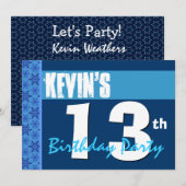 13e verjaardagsfeestje Modern blauw gerecycled 202 Kaart (Voorkant / Achterkant)