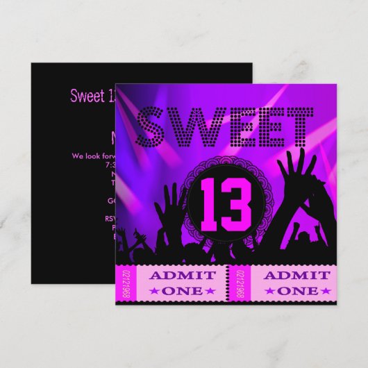 13e verjaardagsfeestje tickets leuk kaart (Voorkant / Achterkant)