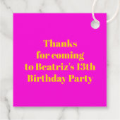 13e verjaardagsfeestmeisjes roze geel paarse bedankjes labels (Achterkant)