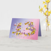 13e verjaardagskaart met bloemen letters kaart (Gele Bloem)