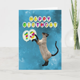 13e verjaardagskaart met Siamese katten Kaart