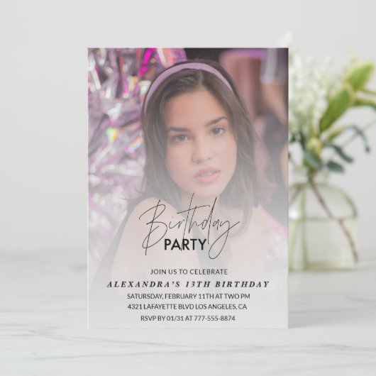 13e verjaardagsuitnodiging Verjaardagsfeest Foto G Kaart (Staand voorkant)