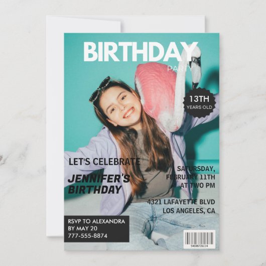 13e verjaardagsuitnodiging voor haar Magazine Hoes Kaart (Voorkant)