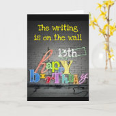 **13e VIRTHDAG SCHRIJVEN OP DE WALL"-kaart Kaart (Gele Bloem)